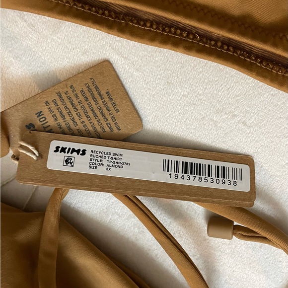 NWT 2pc Skim Swimsuit Rushed T-Shirt & Bikini String Tie Bottoms Almond Size 2X - Picture 13 of 13